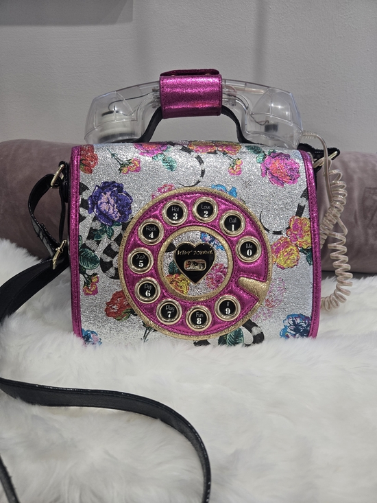 Betsey Johnson Handbags - Betsey Johnson Pink Floral Rotary Phone Crossbody Bag